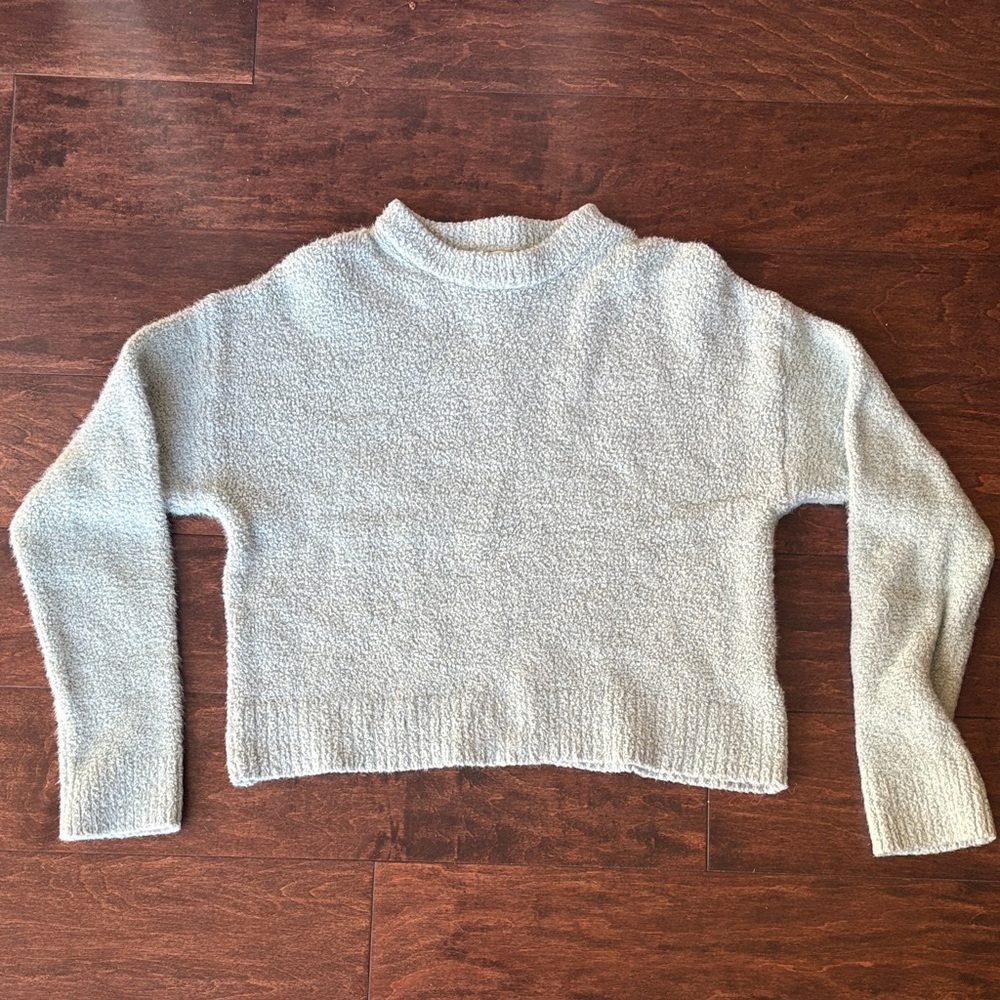 Girls Zara girl’s Light Blue Textured Crewneck Sweater